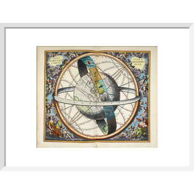 Planisphere with astrological signs of the zodiac print in white frame