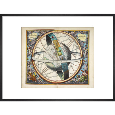 Planisphere with astrological signs of the zodiac print in black frame