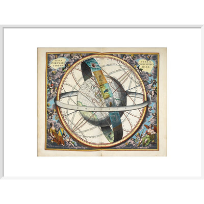 Planisphere with astrological signs of the zodiac print in white frame
