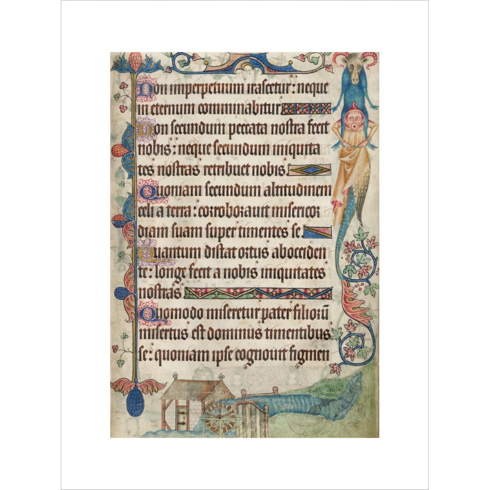 Psalm 103, with a watermill, from the Luttrell Psalter print unframed