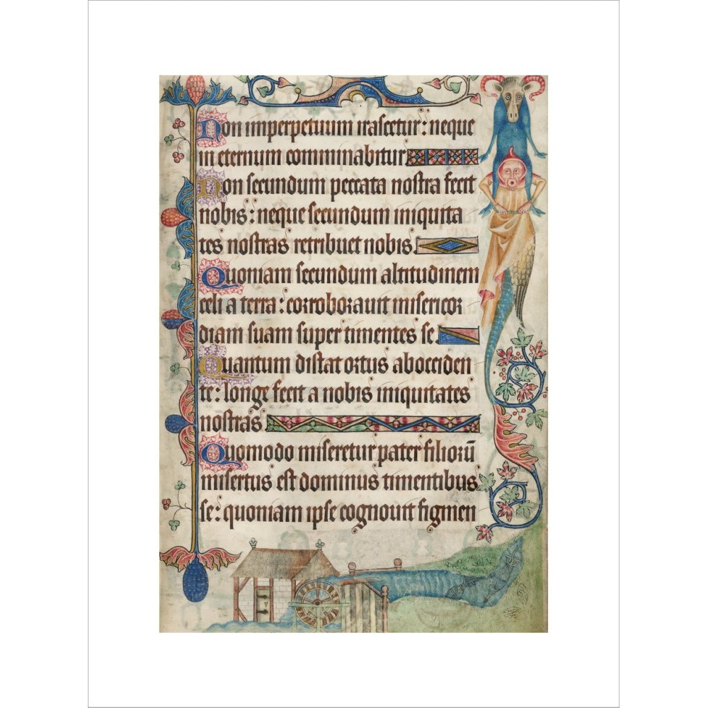 Psalm 103, with a watermill, from the Luttrell Psalter print unframed
