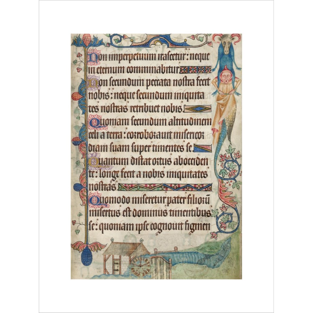 Psalm 103, with a watermill, from the Luttrell Psalter print unframed
