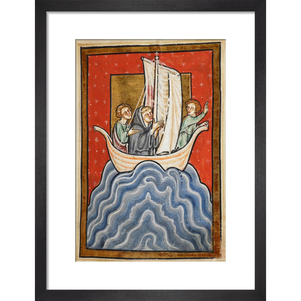 St. Cuthbert sailing to the land of the Picts print in black frame