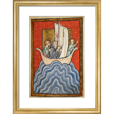 St. Cuthbert sailing to the land of the Picts print in gold frame