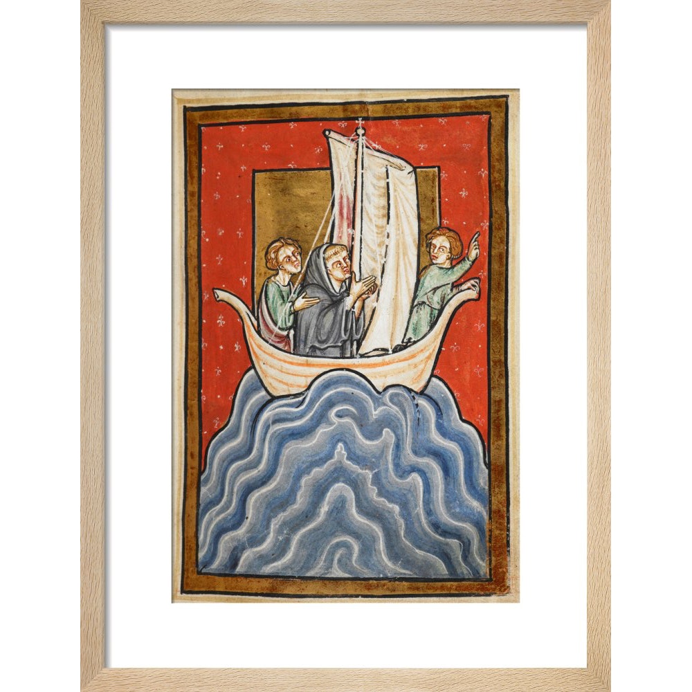 St. Cuthbert sailing to the land of the Picts print in natural frame