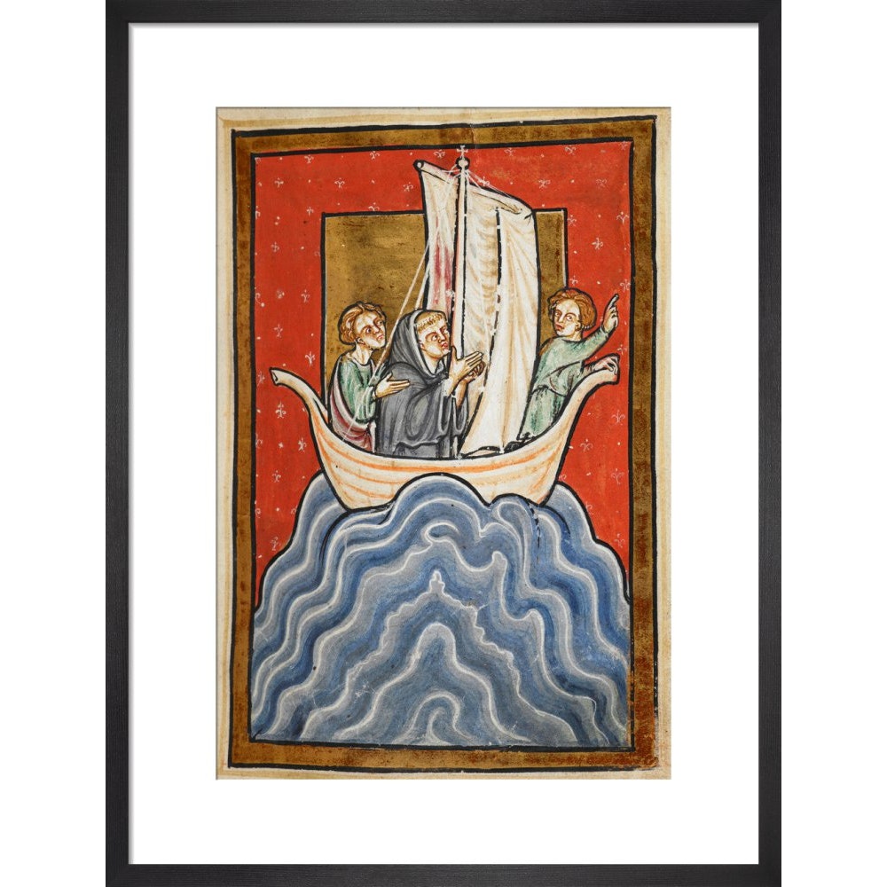 St. Cuthbert sailing to the land of the Picts print in black frame
