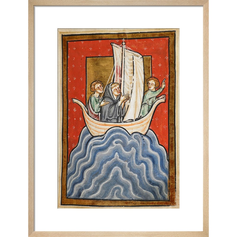 St. Cuthbert sailing to the land of the Picts print in natural frame