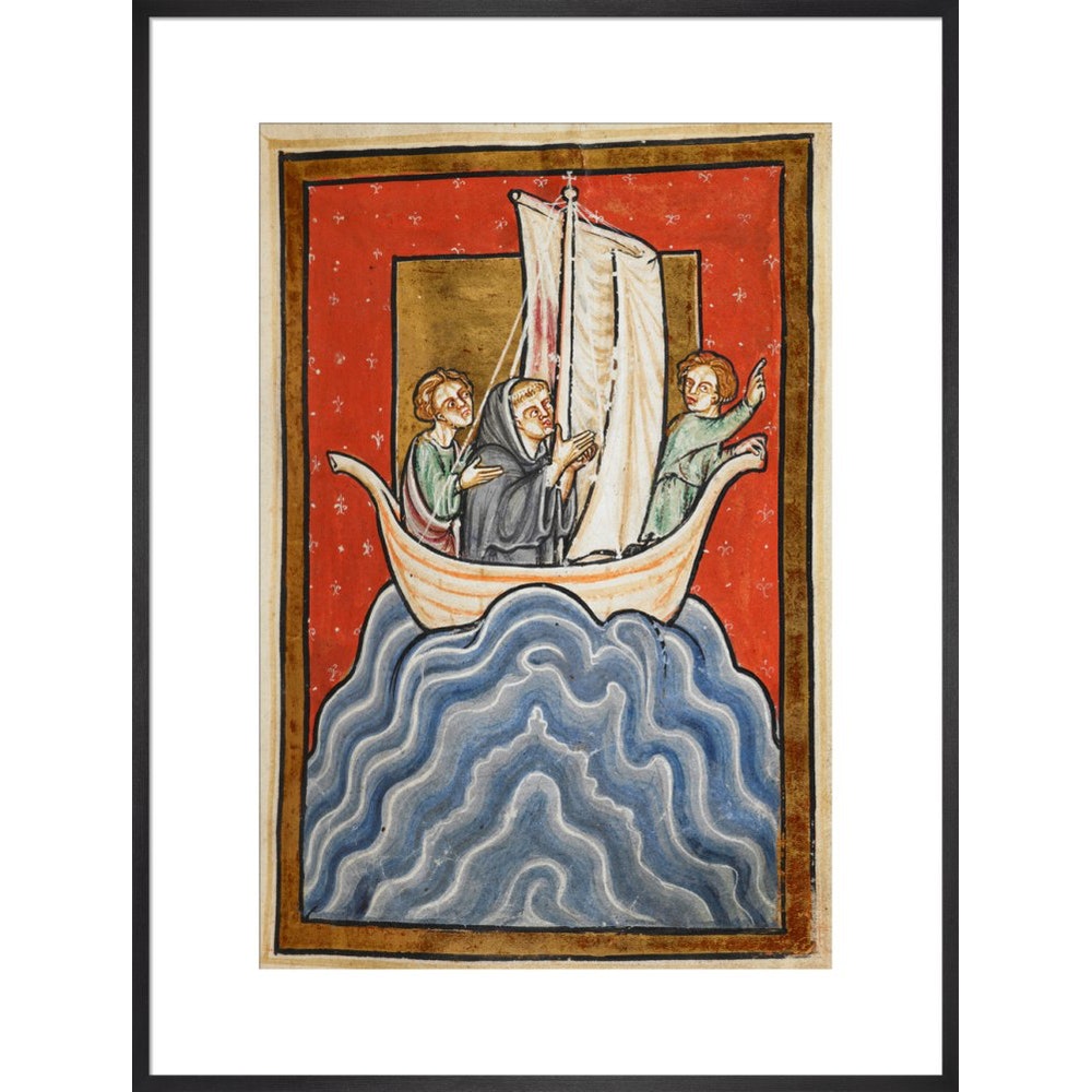 St. Cuthbert sailing to the land of the Picts print in black frame