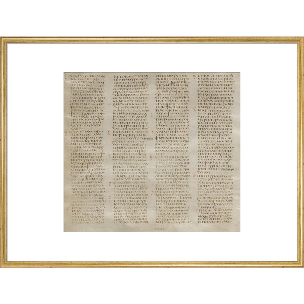The Codex Sinaiticus print in gold frame