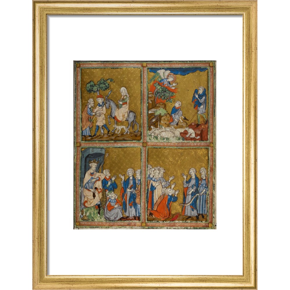 The Golden Haggadah print in gold frame