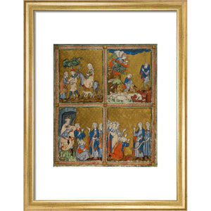 The Golden Haggadah print in gold frame