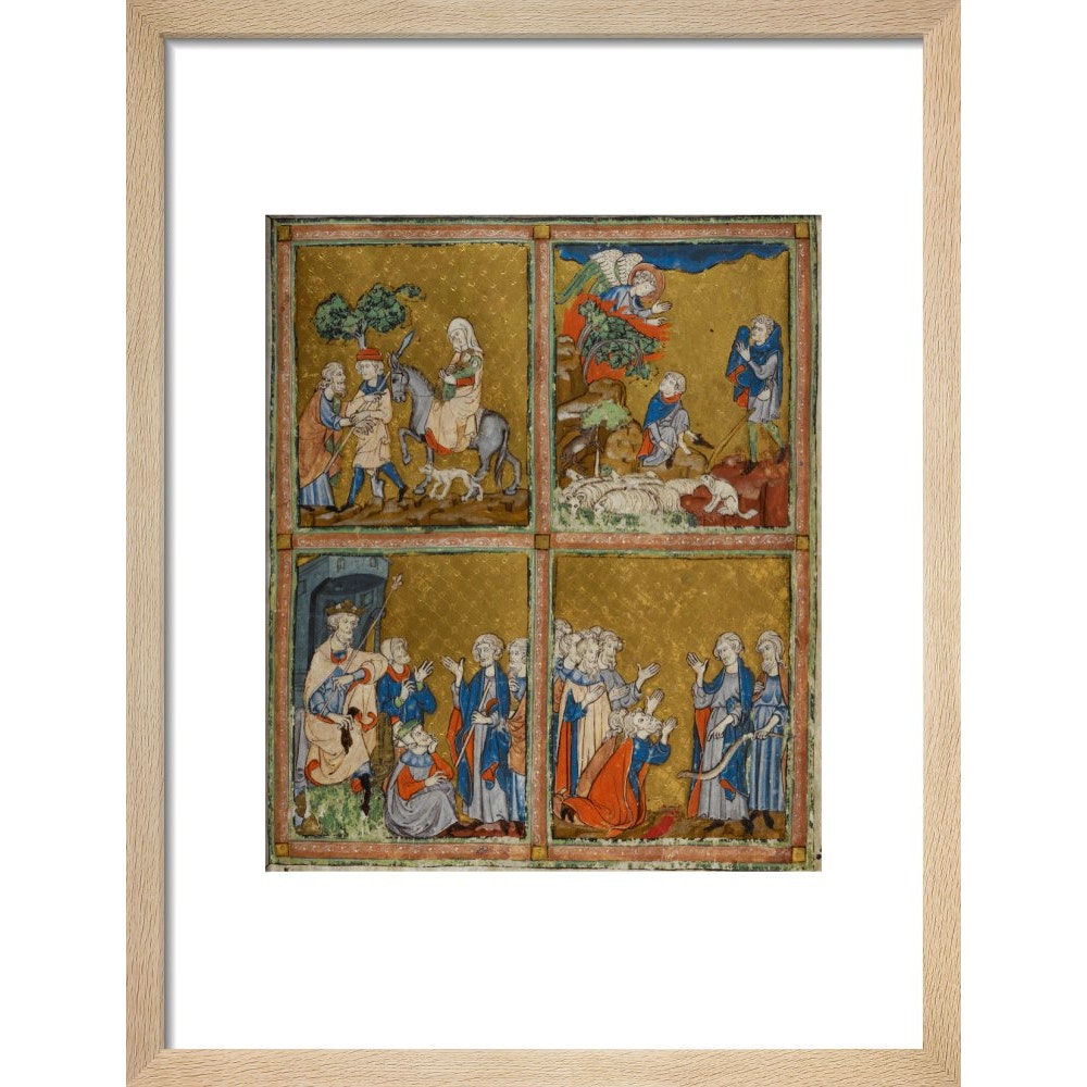 The Golden Haggadah print in natural frame