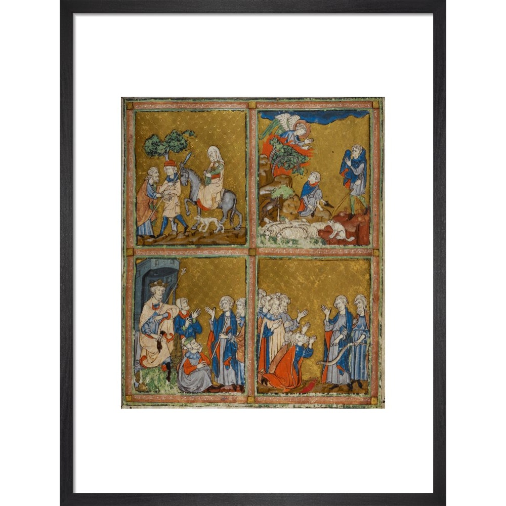 The Golden Haggadah print in black frame