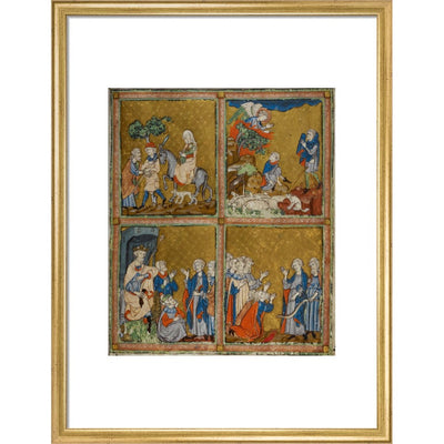 The Golden Haggadah print in gold frame