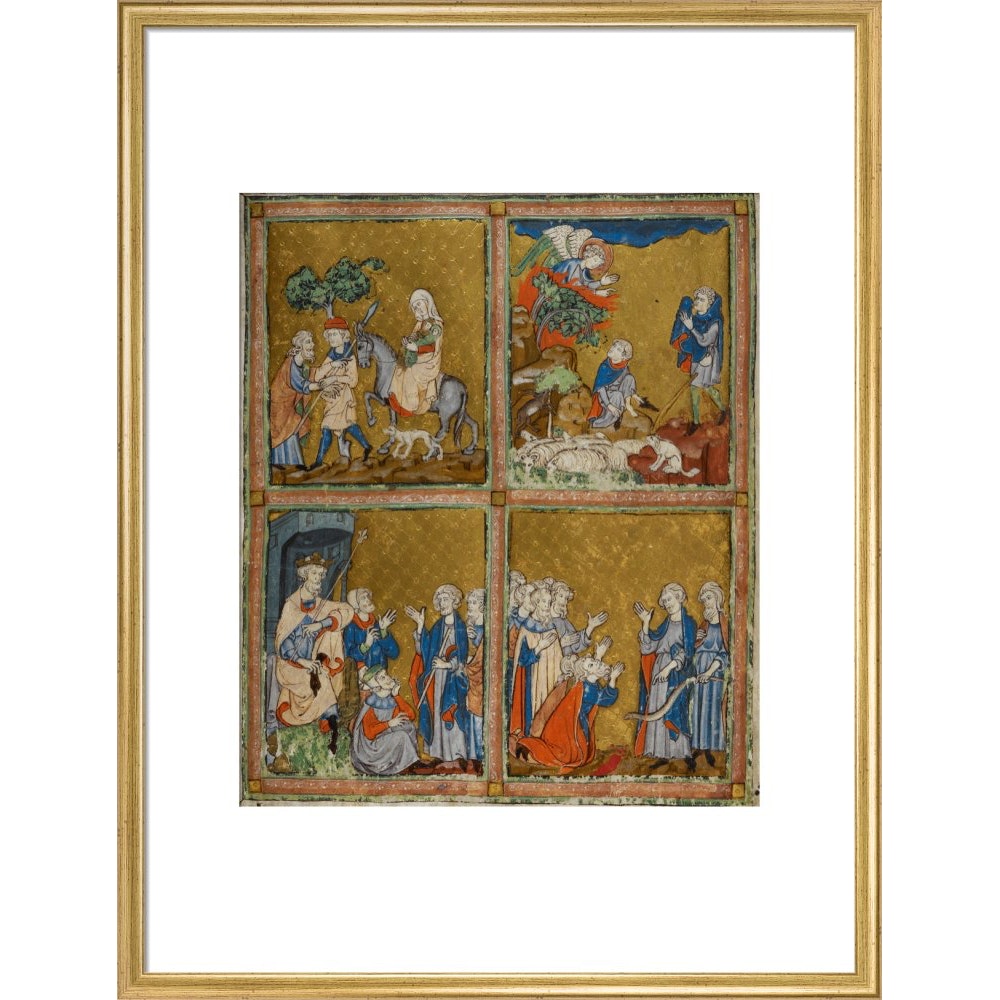 The Golden Haggadah print in gold frame