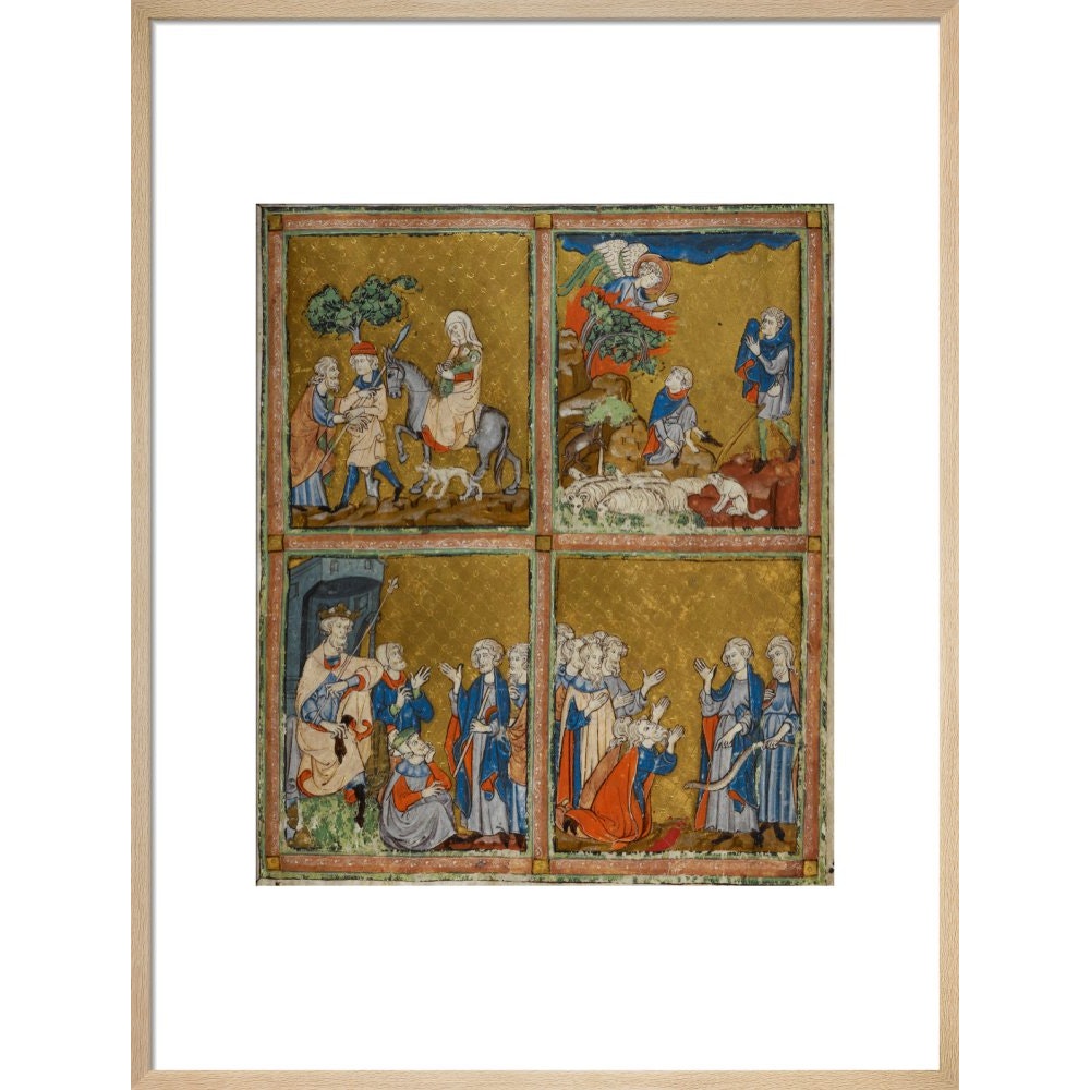 The Golden Haggadah print in natural frame