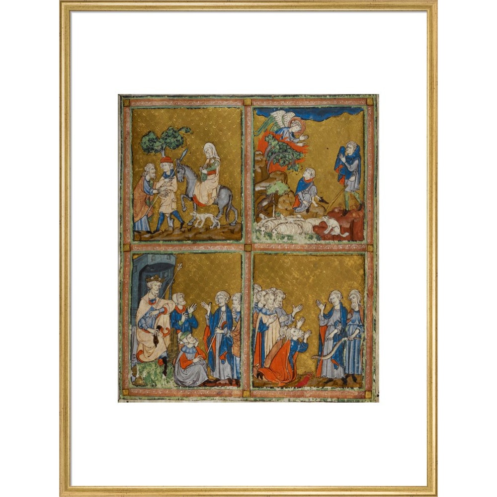 The Golden Haggadah print in gold frame