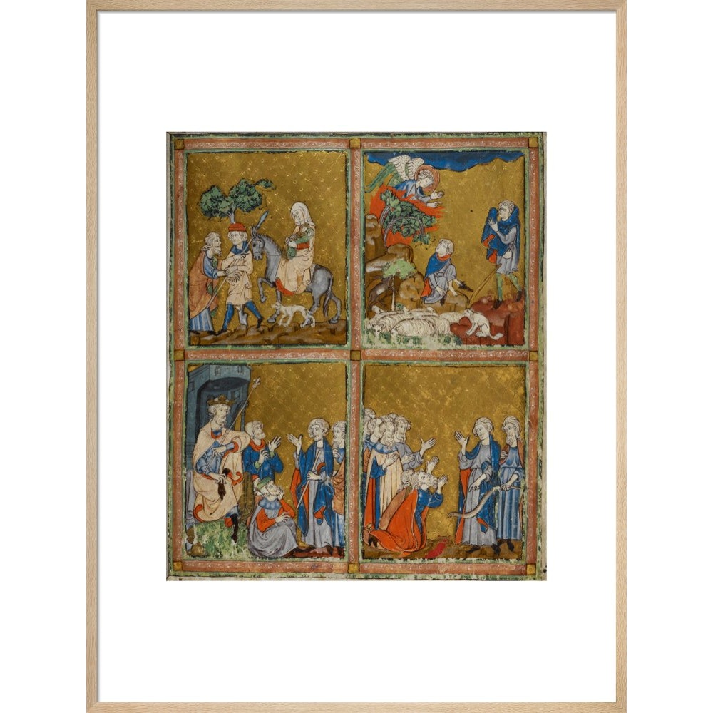 The Golden Haggadah print in natural frame