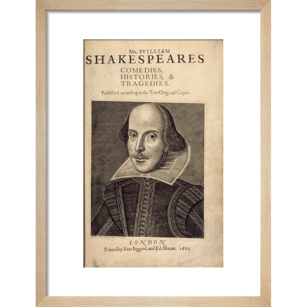 William Shakespeare print in natural frame