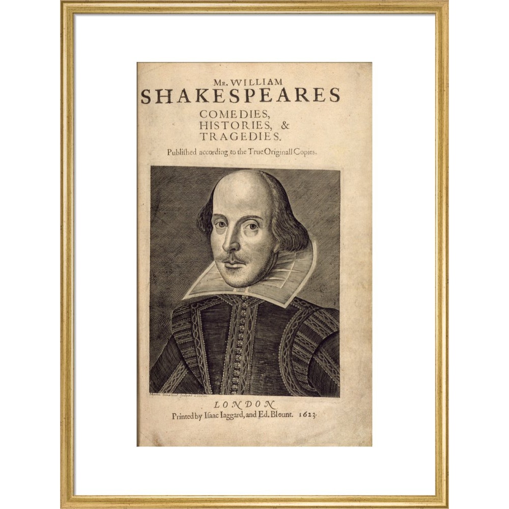 William Shakespeare print in gold frame