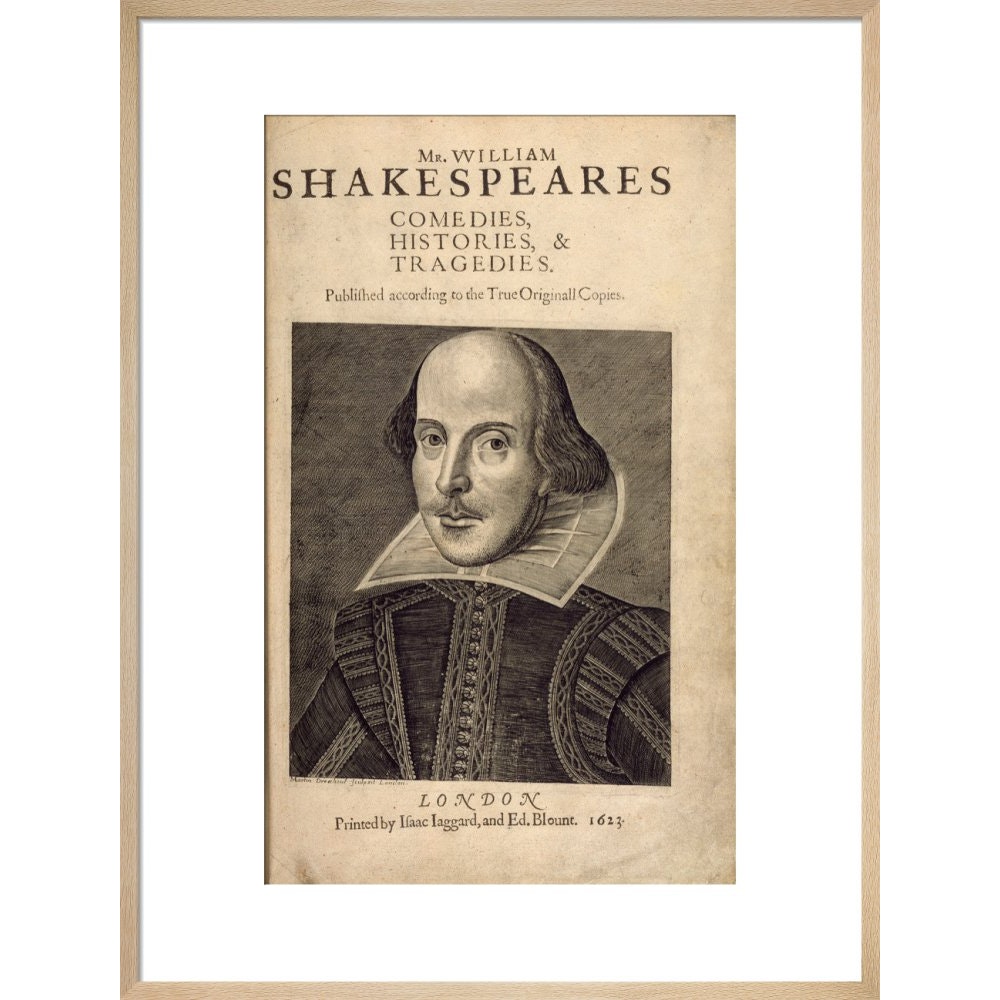 William Shakespeare print in natural frame