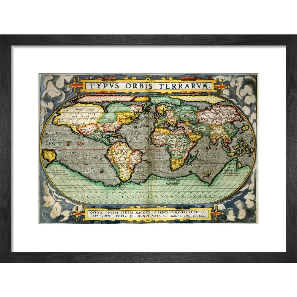 World Map (from Atlas Sive Cosmographica) print in black frame