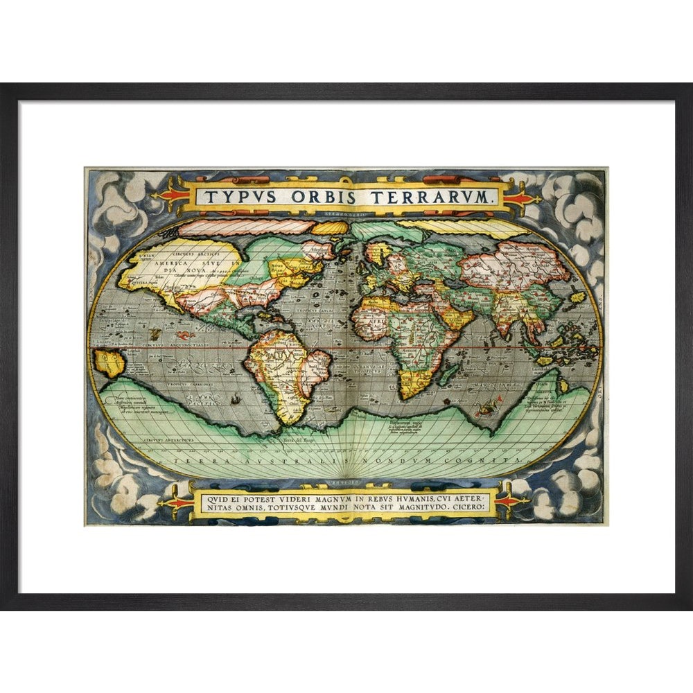 World Map (from Atlas Sive Cosmographica) print in black frame