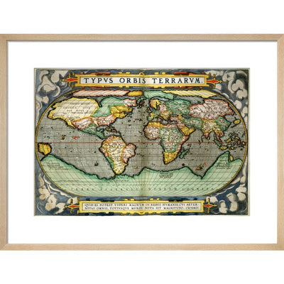 World Map (from Atlas Sive Cosmographica) print in natural frame
