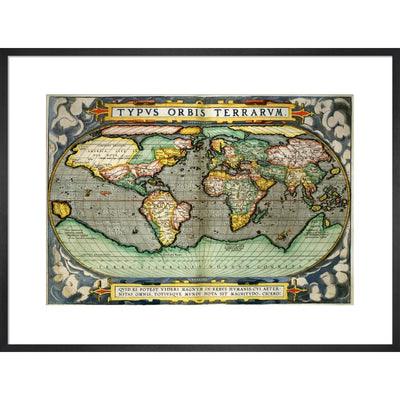 World Map (from Atlas Sive Cosmographica) print in black frame