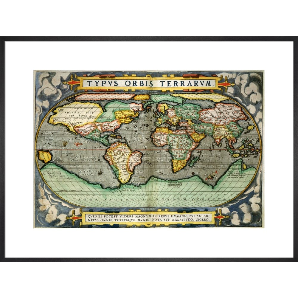 World Map (from Atlas Sive Cosmographica) print in black frame
