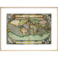 World Map (from Atlas Sive Cosmographica) print in natural frame