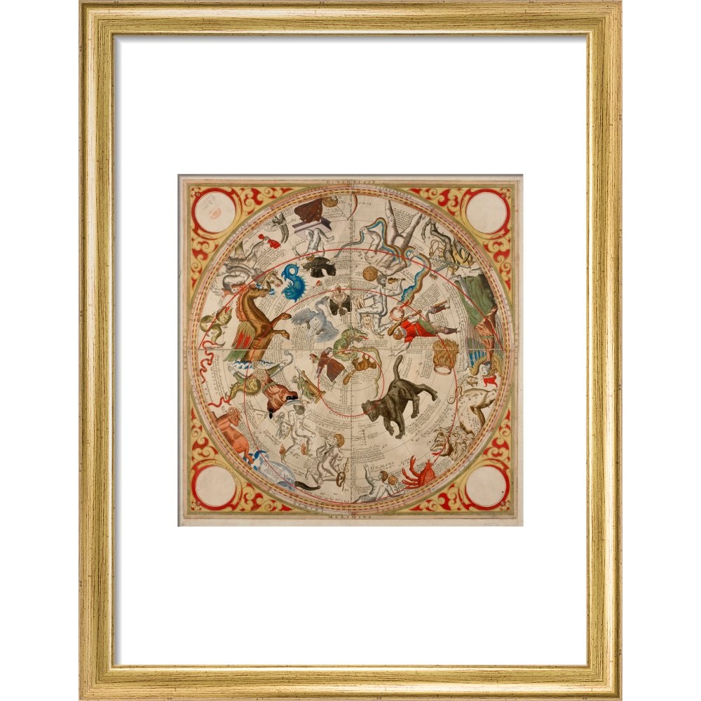 Celestial Hemispheres print in gold frame