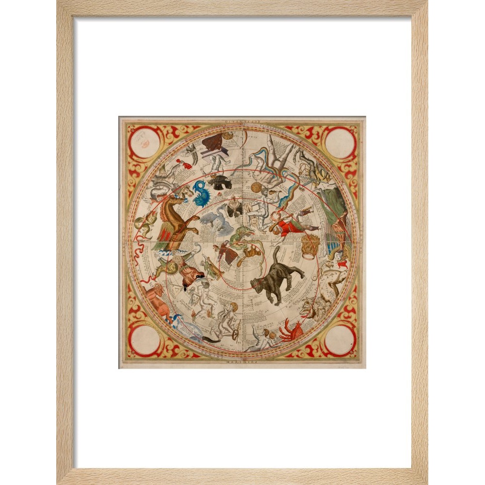 Celestial Hemispheres print in natural frame