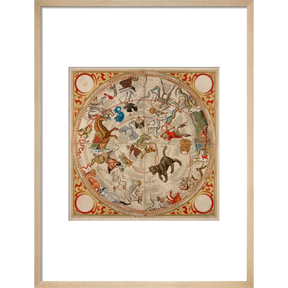 Celestial Hemispheres print in natural frame