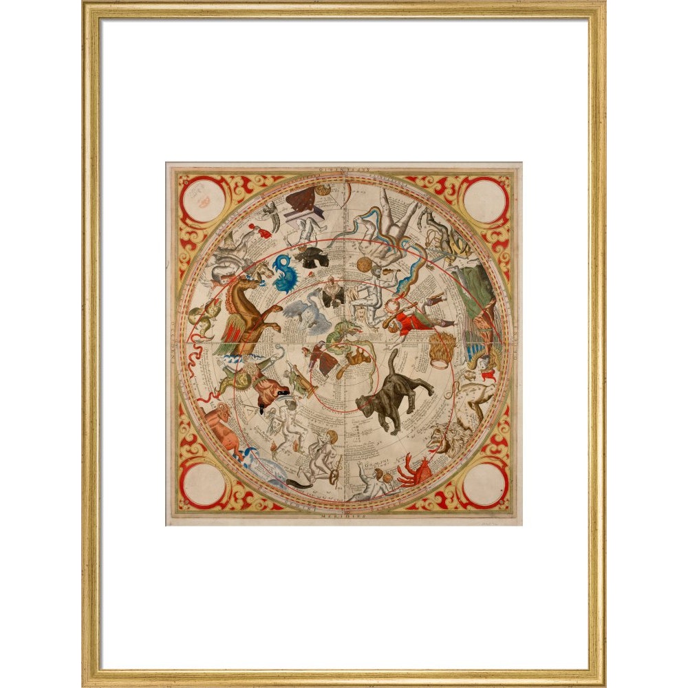 Celestial Hemispheres print in gold frame