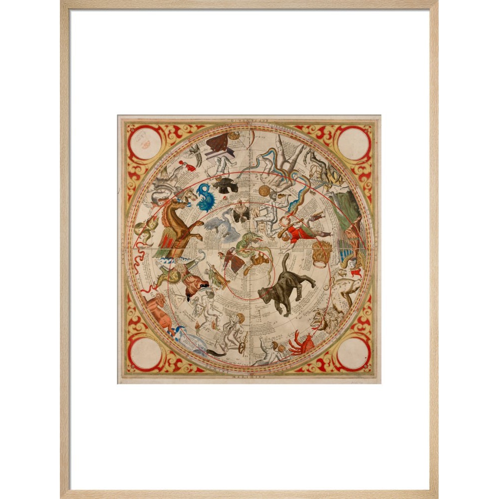 Celestial Hemispheres print in natural frame