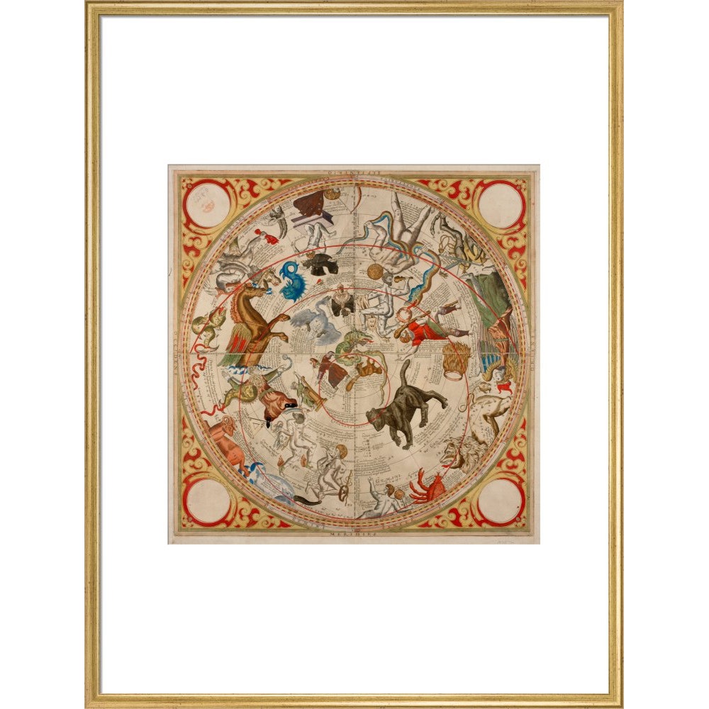 Celestial Hemispheres print in gold frame