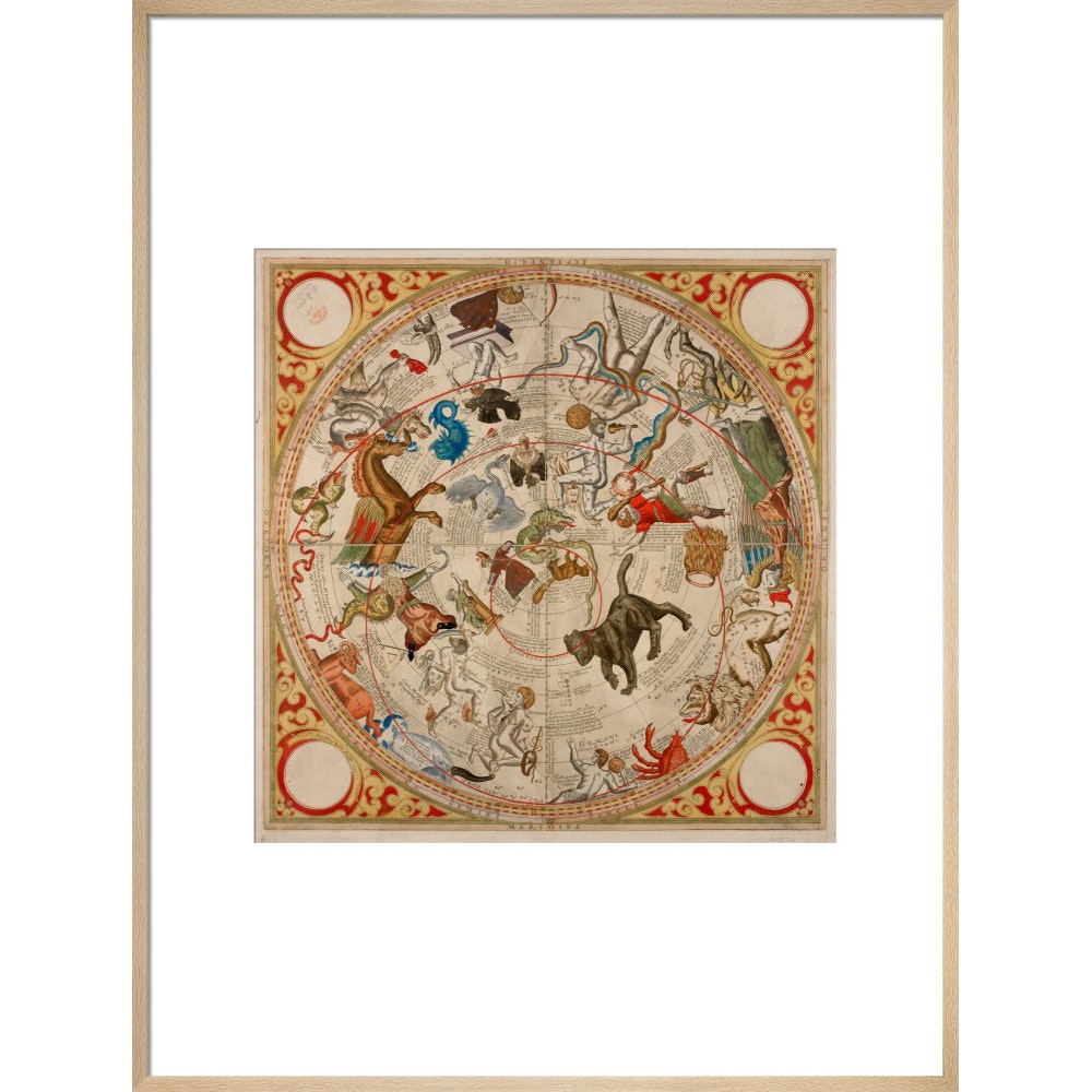 Celestial Hemispheres print in natural frame
