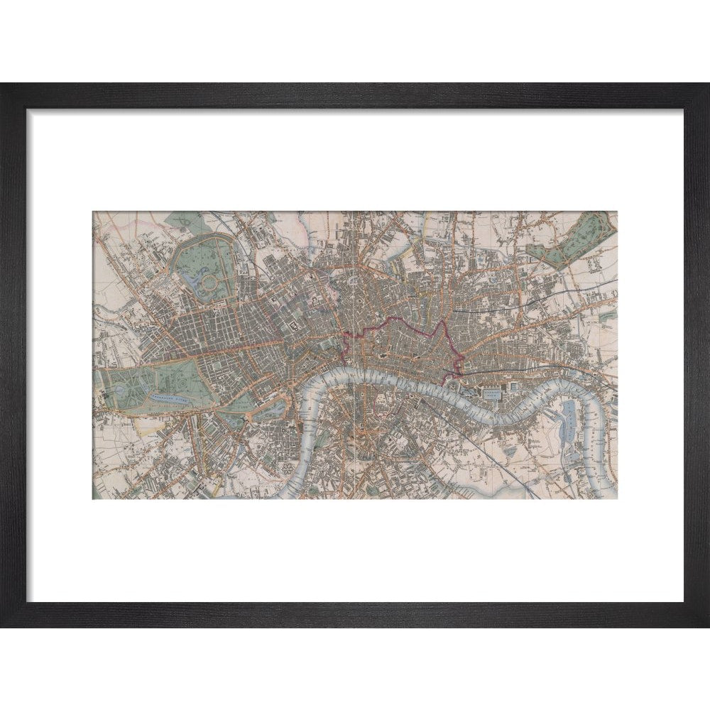 Cross's Map of London print in black frame
