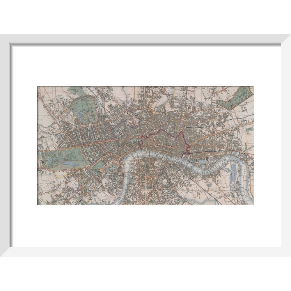 Cross's Map of London print in white frame