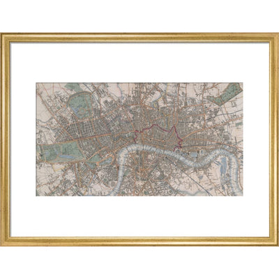 Cross's Map of London print in gold frame