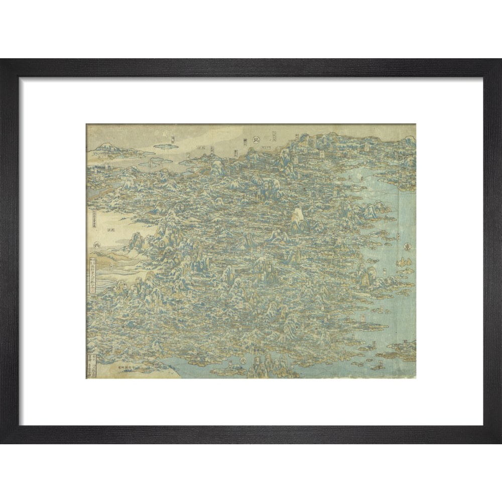 Hokusai's Map of China print in black frame