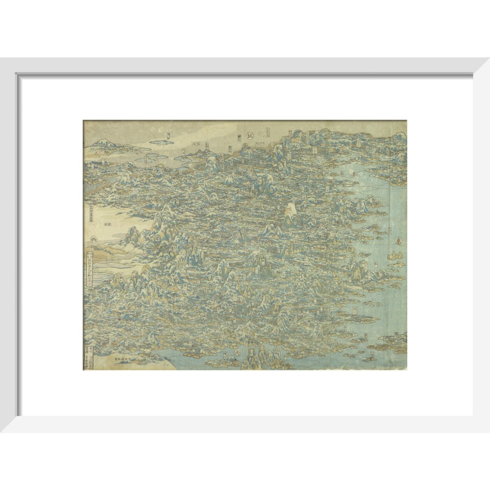 Hokusai's Map of China print in white frame