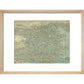 Hokusai's Map of China print in natural frame