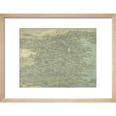 Hokusai's Map of China print in natural frame