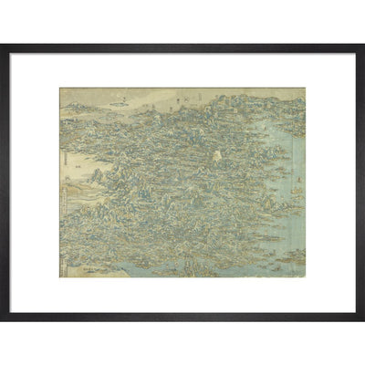 Hokusai's Map of China print in black frame