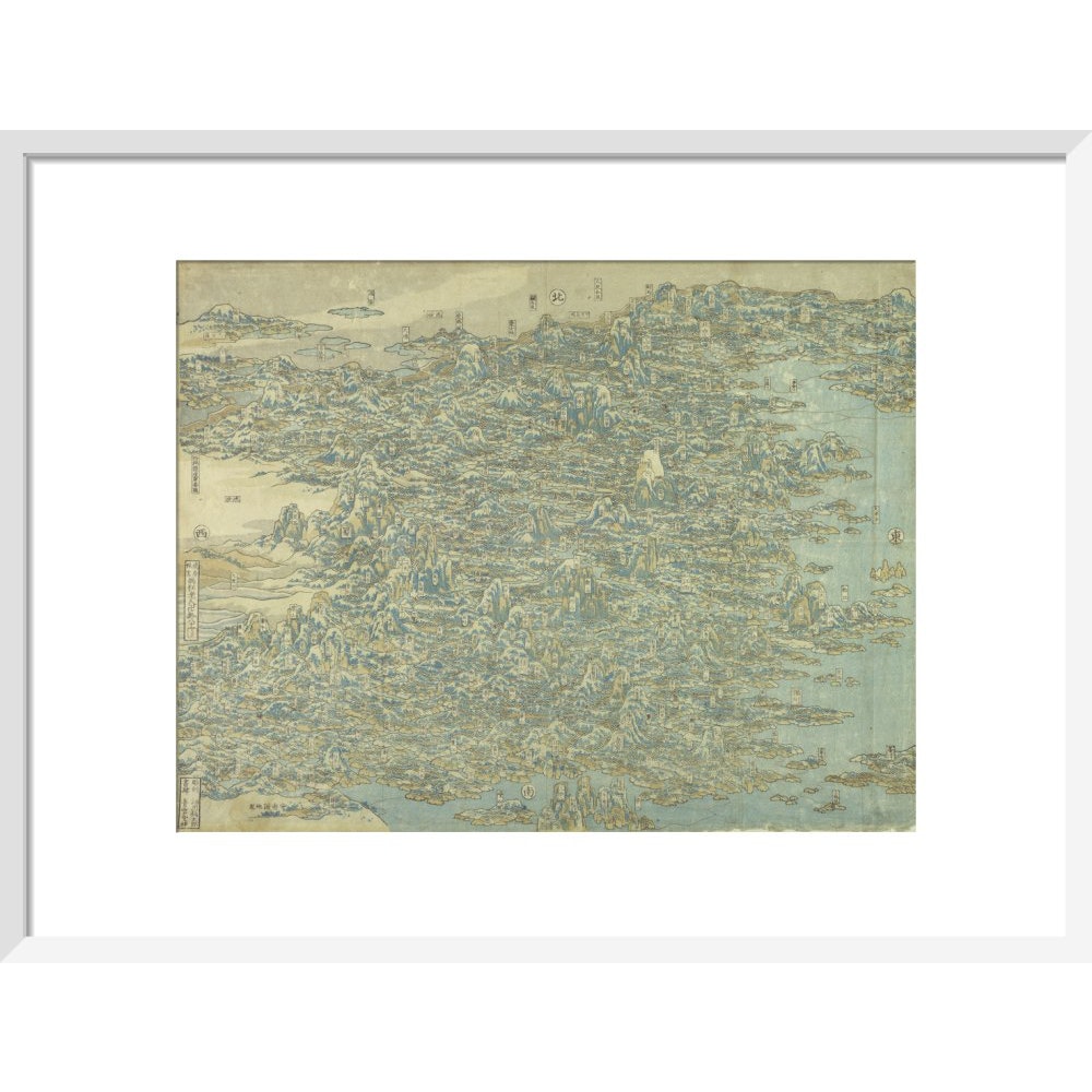 Hokusai's Map of China print in white frame
