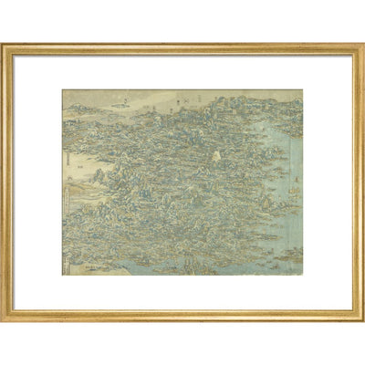Hokusai's Map of China print in gold frame