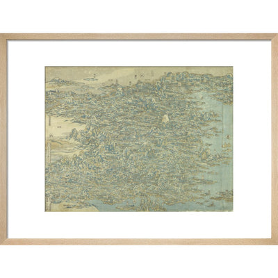 Hokusai's Map of China print in natural frame