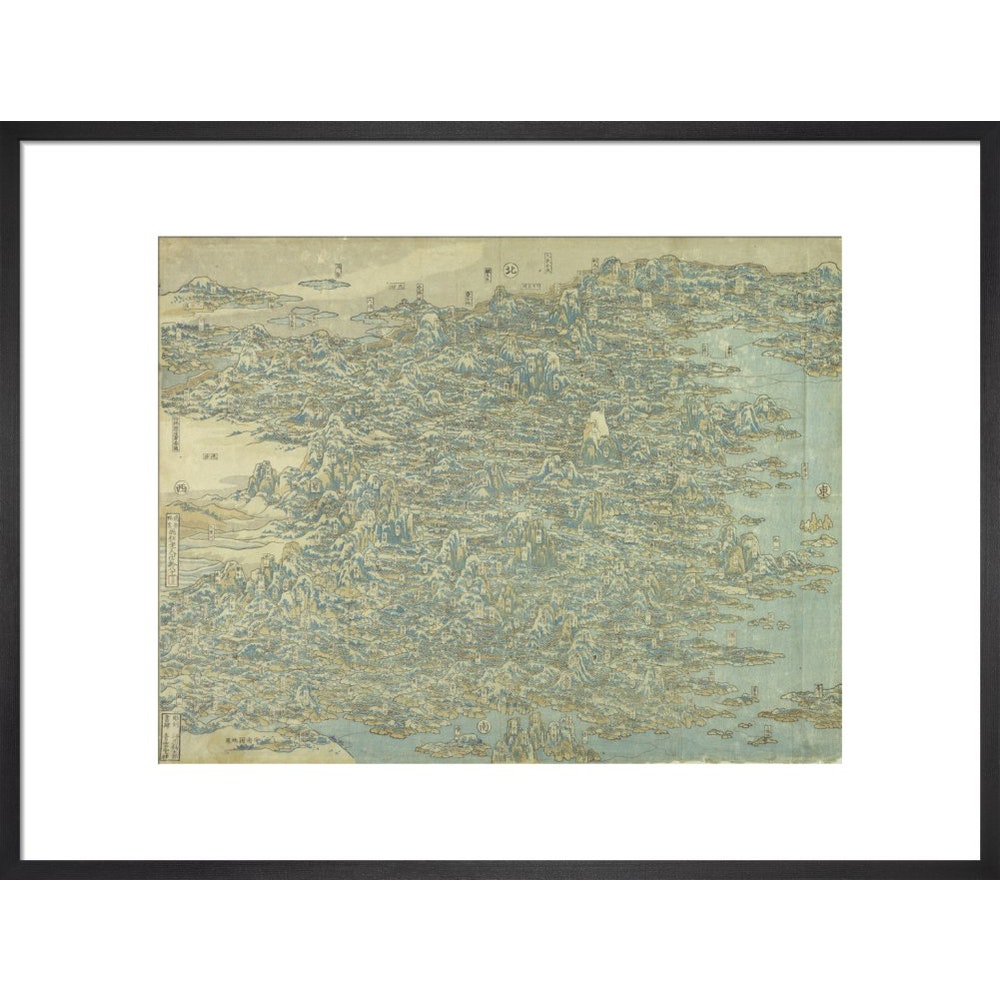 Hokusai's Map of China print in black frame